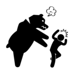 Cartoon of a person scared by a bear